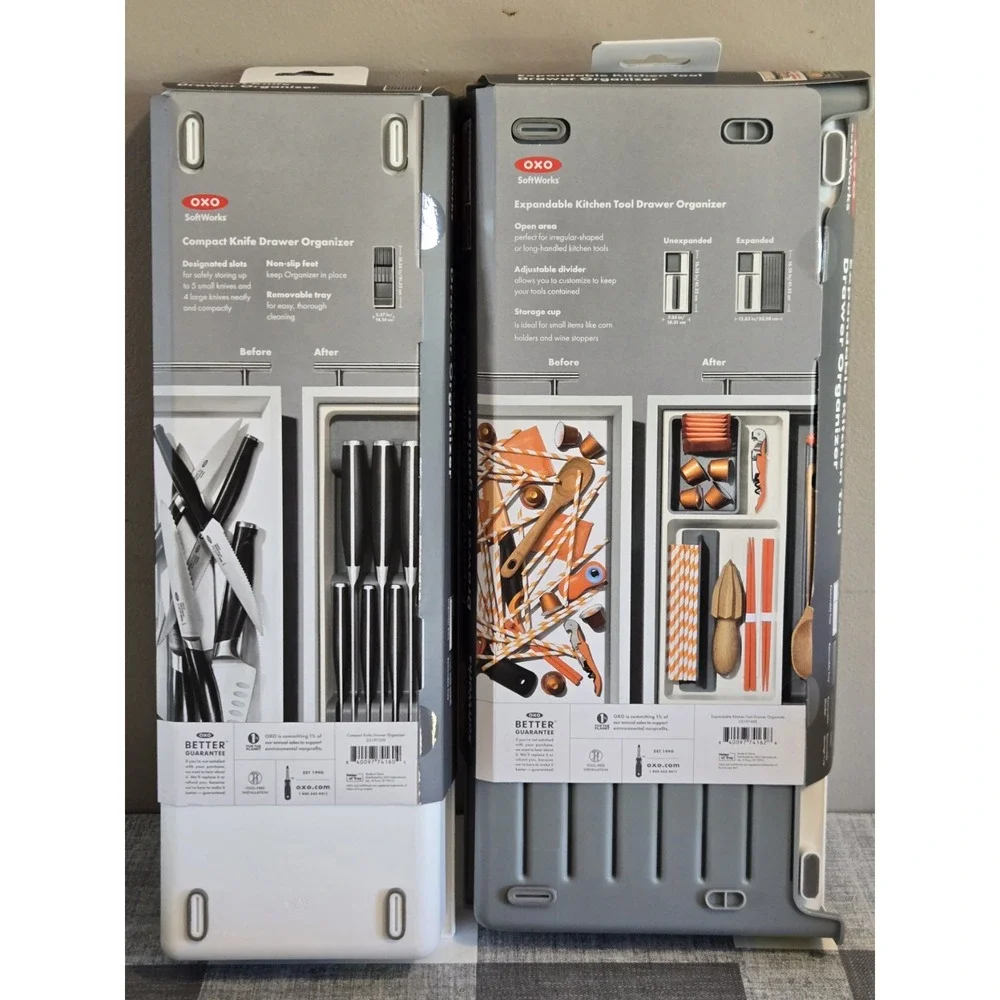OXO Expandable Drawer Organizers.  For Knives And Other Utensils.  Lot Of 2. NEW